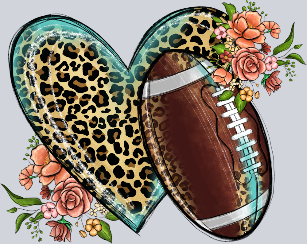 Football Leopard Heart - STK02076 (DTF Transfers)
