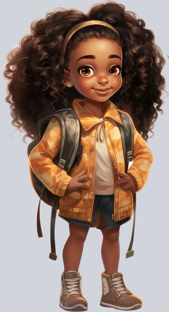 Cute Black Girl Back To School 3 - STK01538 (DTF Transfers)