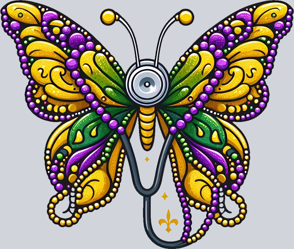 Mardi Gras Nurse Butterfly - STK04088 (DTF Transfers)