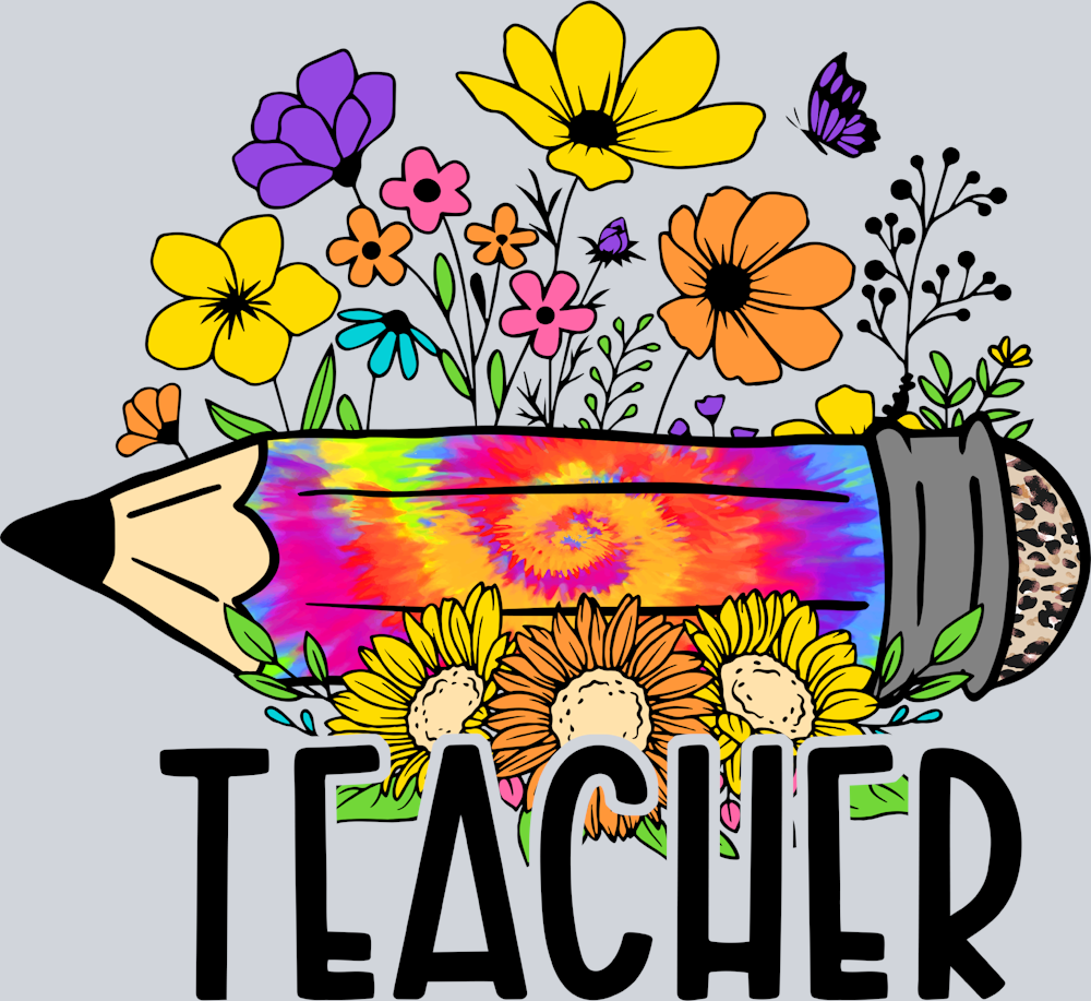 Teacher Tie Dye Pencil - STK05965 (DTF Transfers)