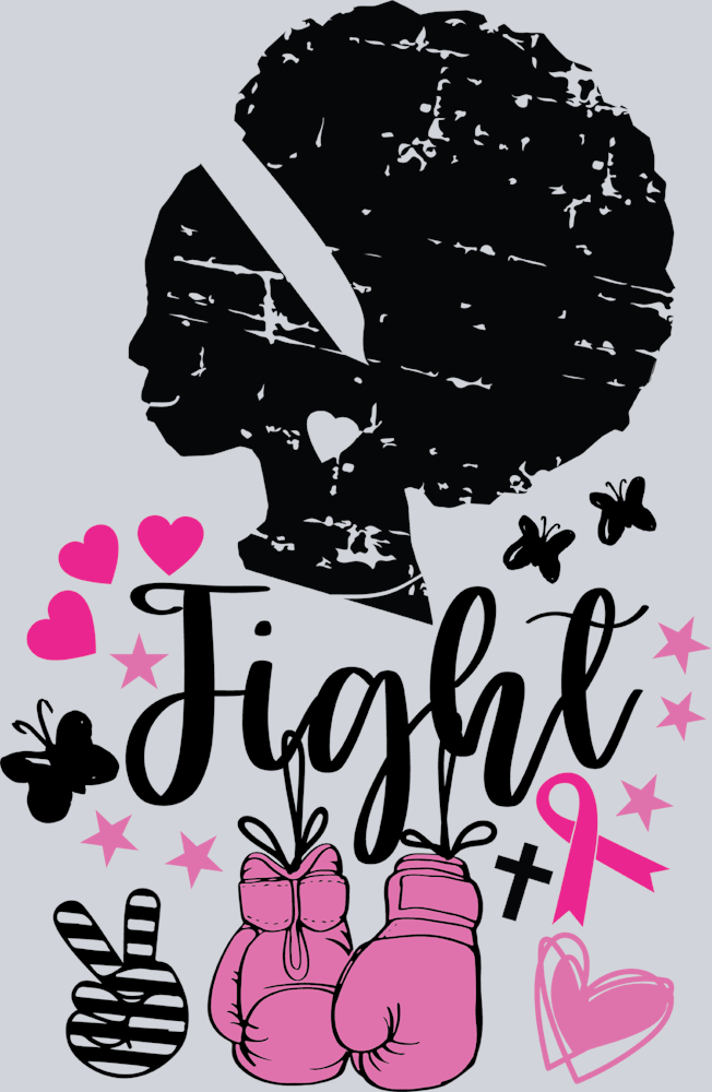 Breast Cancer Awareness Fight 1 Black - STK01124 (DTF Transfers)