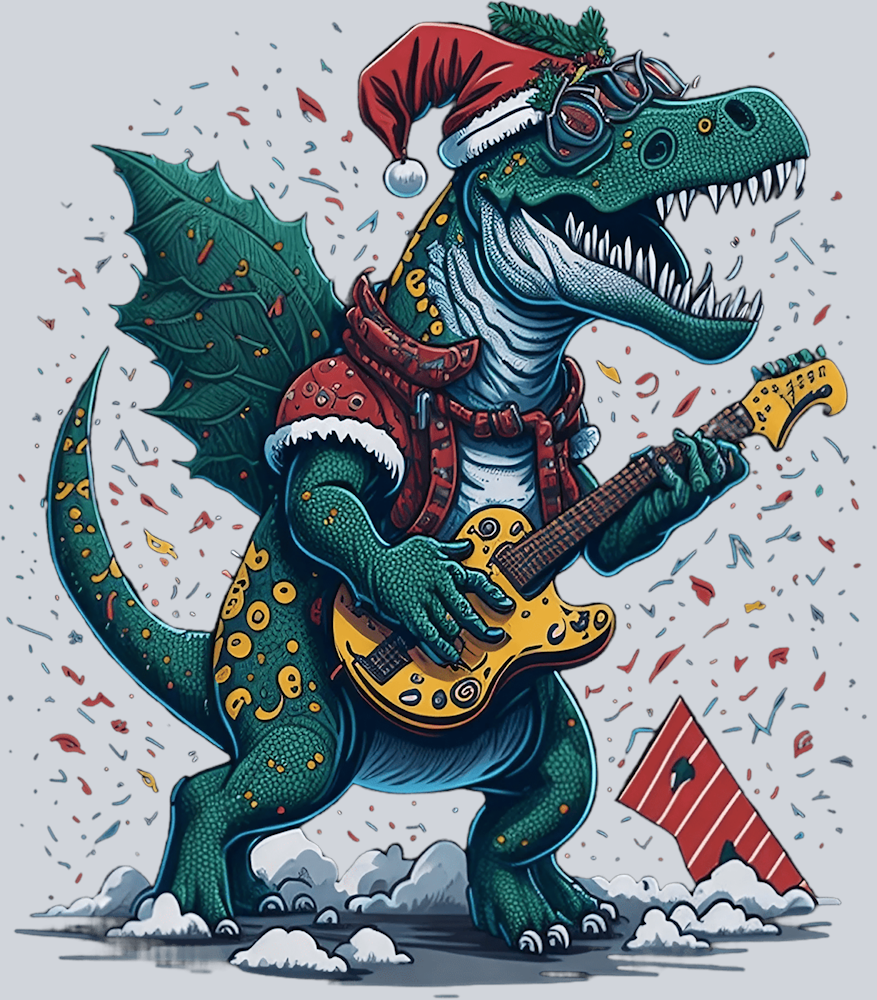 Rocking Holiday Dino - STK05268 (DTF Transfers)