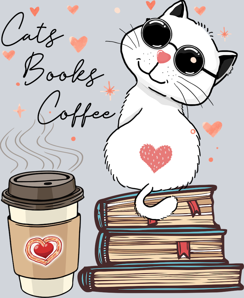 Books Cats Books Coffee - STK01041 (DTF Transfers)