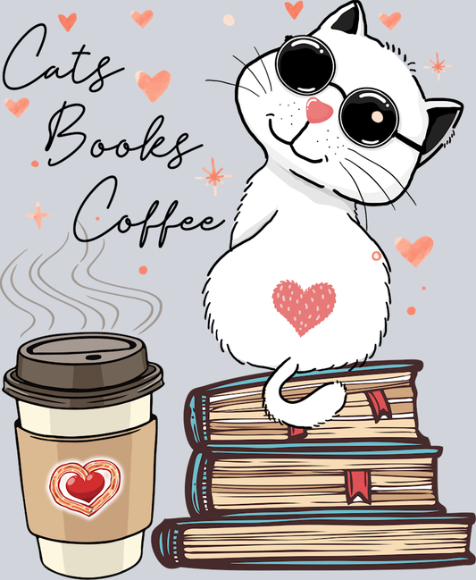 Books Cats Books Coffee - STK01041 (DTF Transfers)
