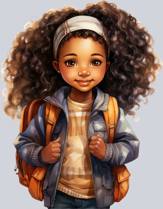 Cute Black Girl Back To School 22 - STK01557 (DTF Transfers)