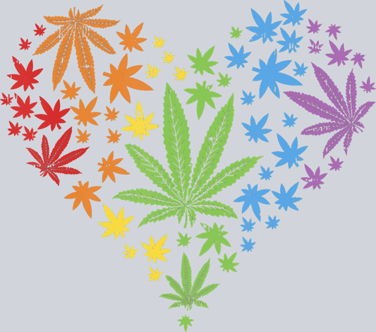 Love Heart And Marijuana Cannabis Leaf - STK03732 (DTF Transfers)