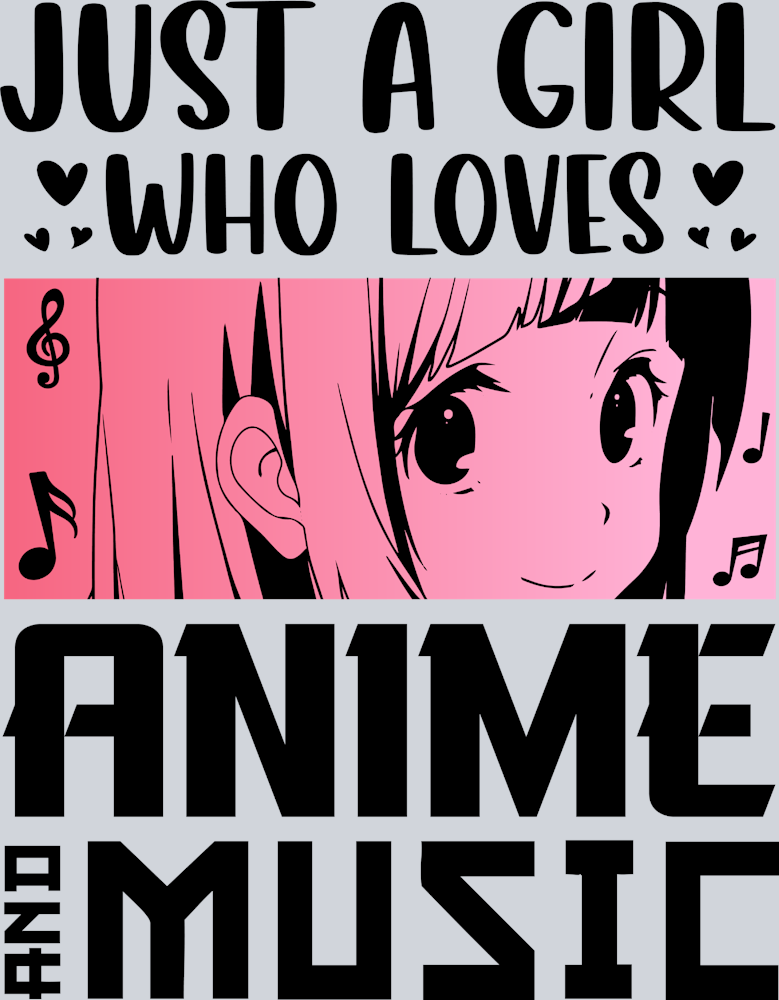 Girl Who Loves Anime Music Black - STK02255 (DTF Transfers)
