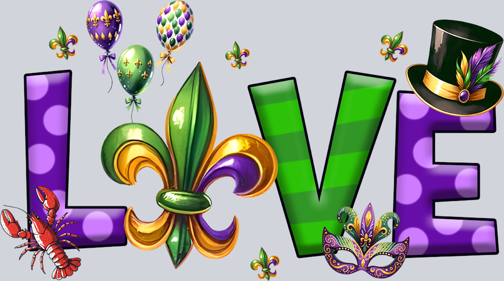 Mardi Gras Love - STK04077 (DTF Transfers)