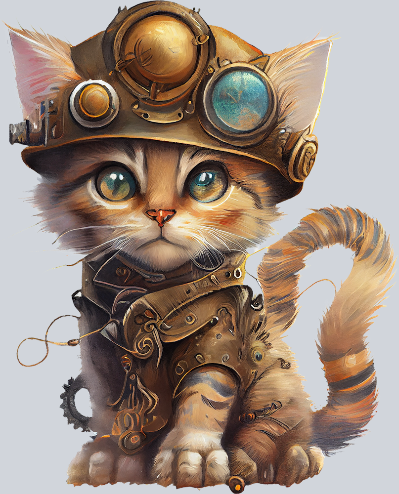 Steampunk Cat 2 - STK05808 (DTF Transfers)