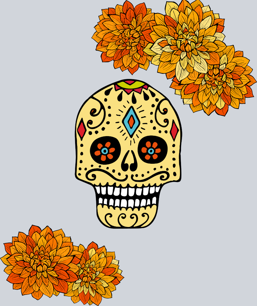 Orange Skull - STK04650 (DTF Transfers)
