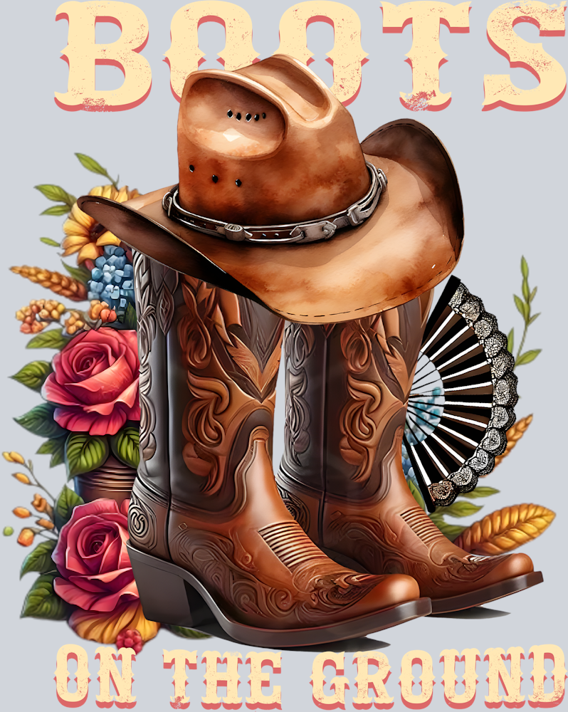 Boots On The Ground Flowers - STK01091 (DTF Transfers)