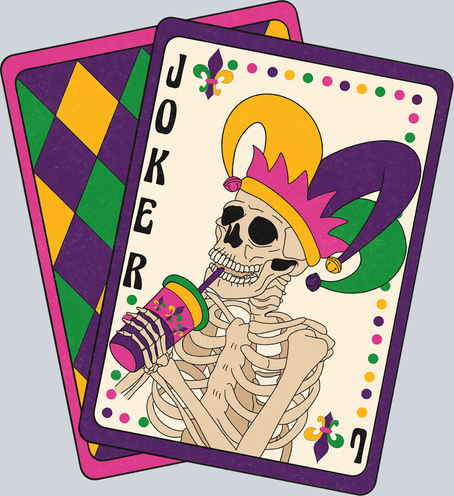 Skeleton Mardi Gras Cards - STK05506 (DTF Transfers)