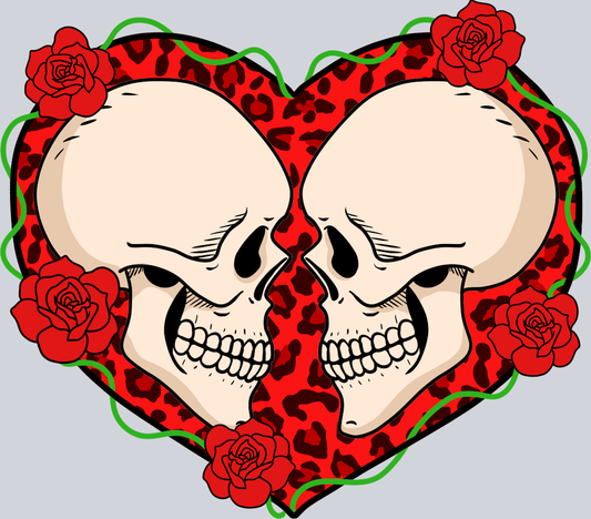 Skull Leopard Heart - STK05535 (DTF Transfers)