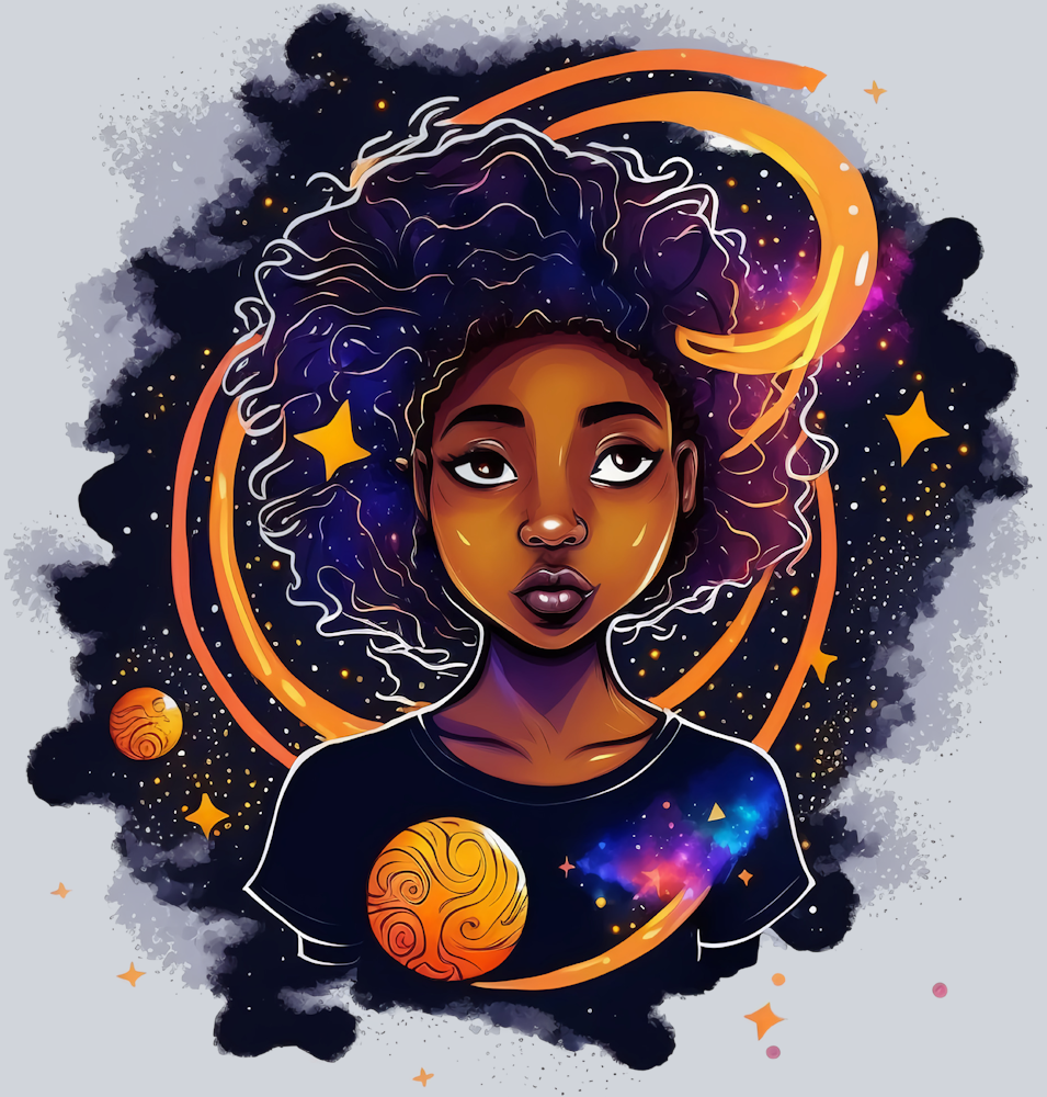 Black Woman Universe Surrounds - STK00987 (DTF Transfers)