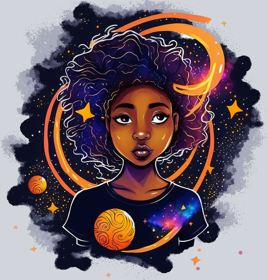 Black Woman Universe Surrounds - STK00987 (DTF Transfers)