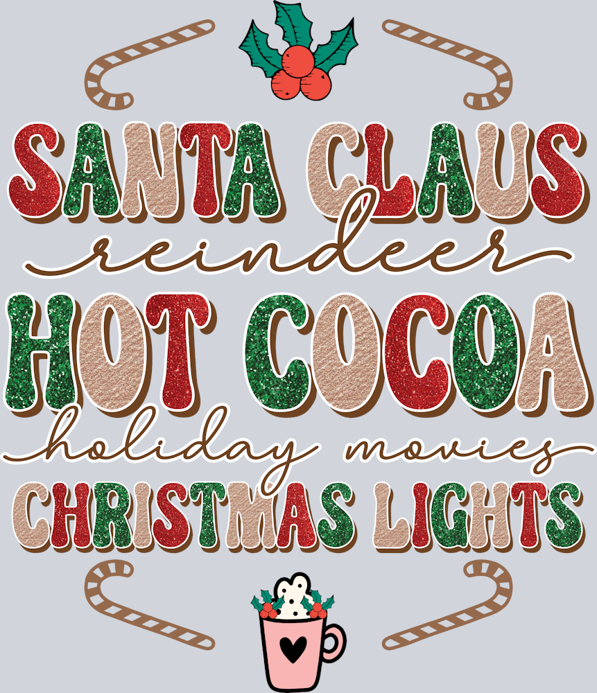 Santa Claus Cocoa Christmas Lights - STK05294 (DTF Transfers)