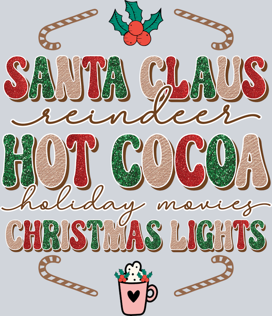 Santa Claus Cocoa Christmas Lights - STK05294 (DTF Transfers)