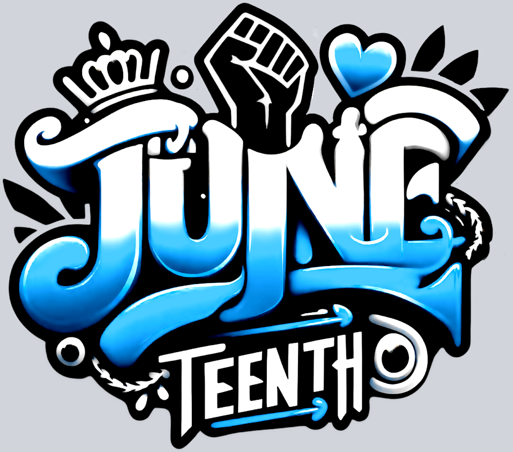 Juneteenth Graffiti Airbrush Blue And White - STK03391 (DTF Transfers)