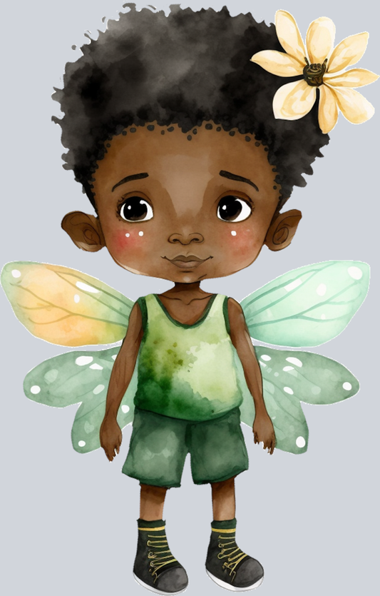 Black Fairy Boy Flower - STK00601 (DTF Transfers)