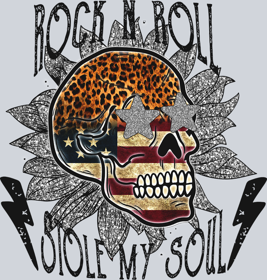 Skull Rock N Roll Stole My Soul - STK05549 (DTF Transfers)