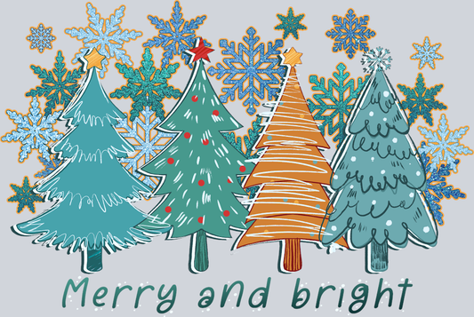 Merry Bright Christmas Trees - STK04224 (DTF Transfers)