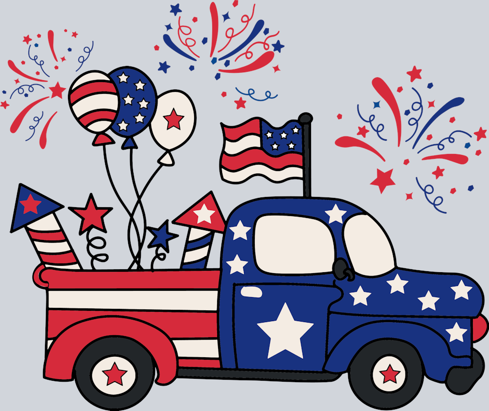Fourth Of July Truck - STK02112 (DTF Transfers)