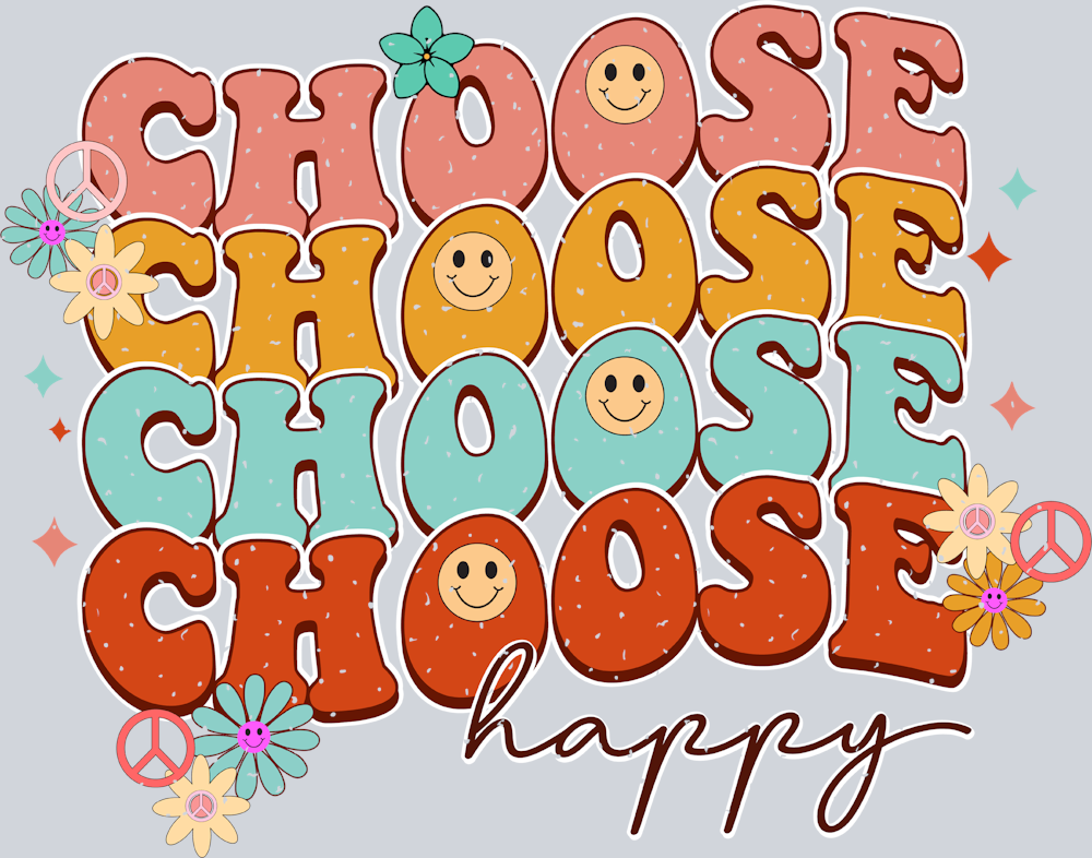 Retro Choose Happy - STK05191 (DTF Transfers)