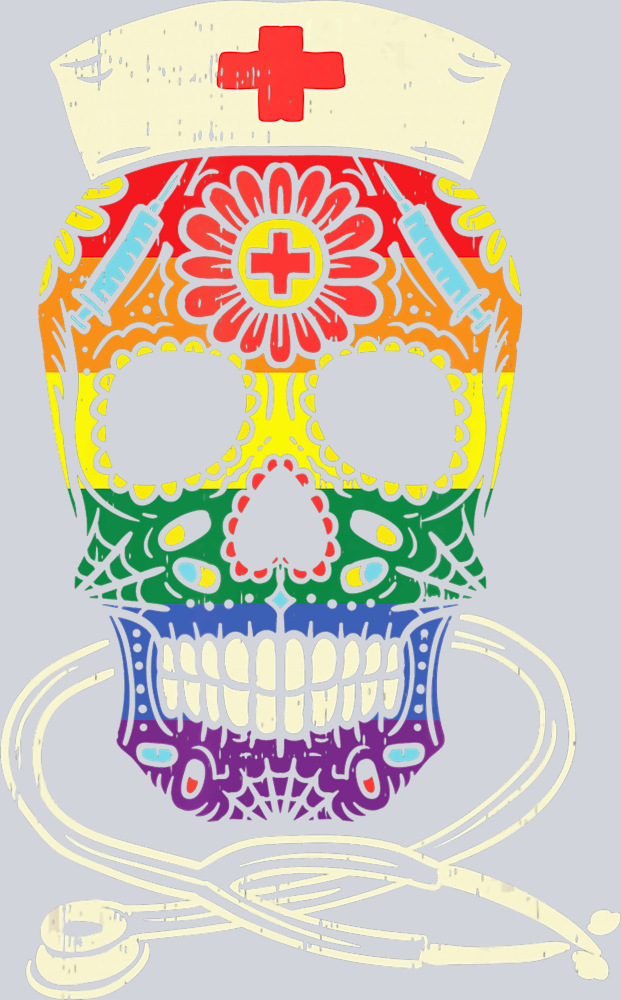 Pride Candy Skull Nurse - STK04983 (DTF Transfers)