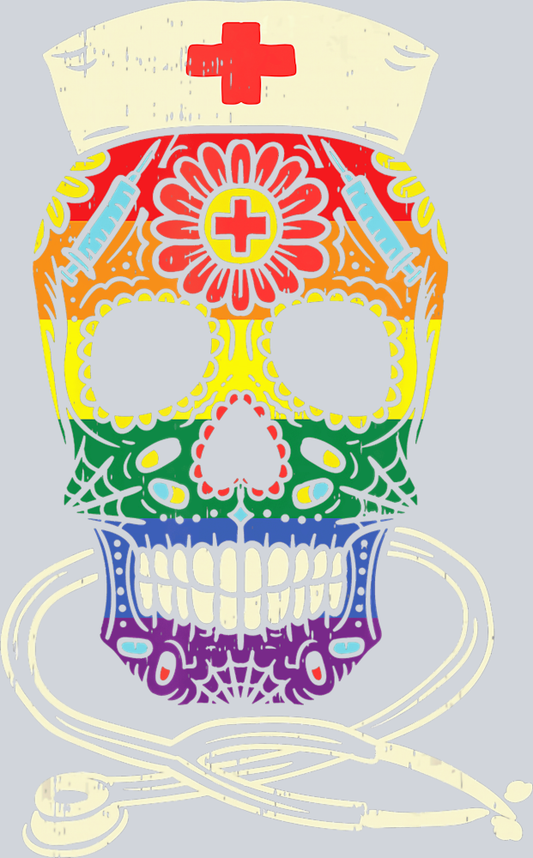 Pride Candy Skull Nurse - STK04983 (DTF Transfers)