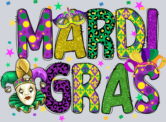 Mardi Gras Bright Pattern - STK04024 (DTF Transfers)