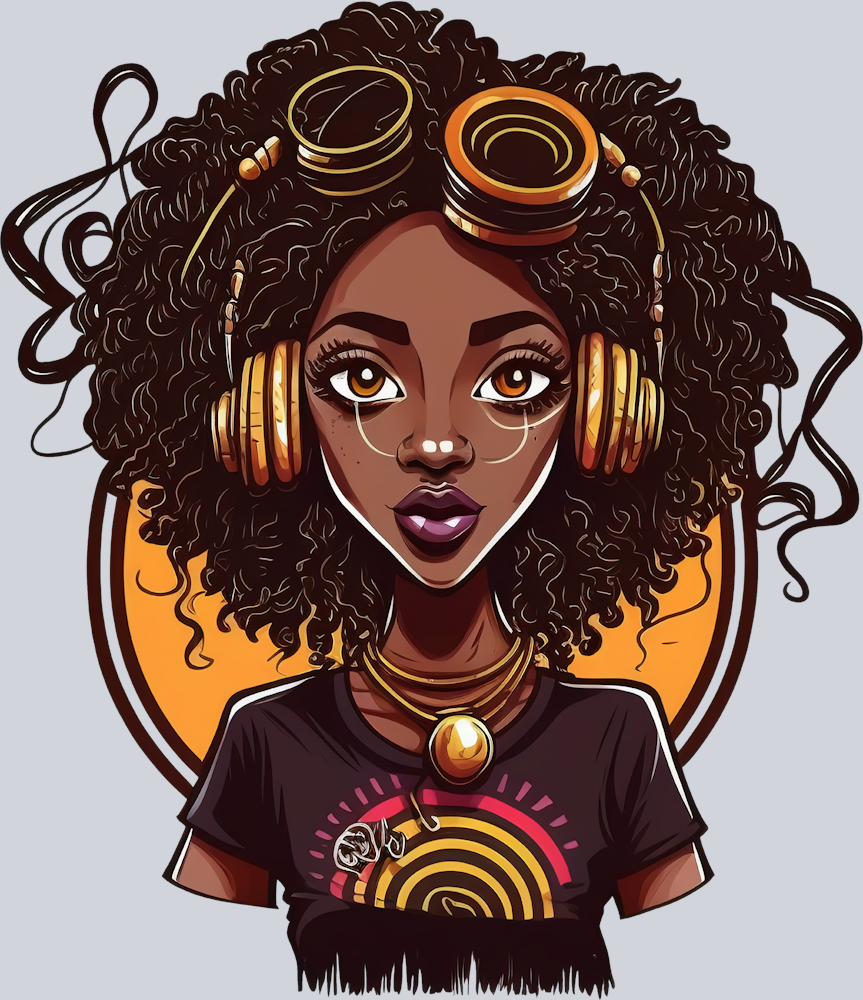 Black Woman Music Mixer - STK00983 (DTF Transfers)