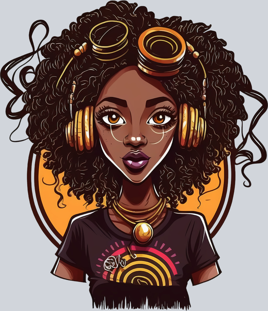 Black Woman Music Mixer - STK00983 (DTF Transfers)