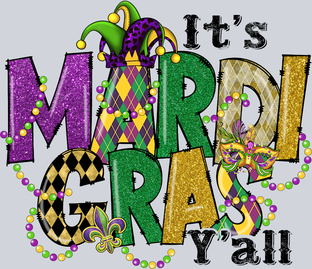 Mardi Gras Y'all Plaid - STK04112 (DTF Transfers)