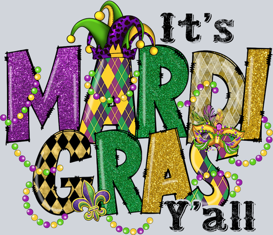 Mardi Gras Y'all Plaid - STK04112 (DTF Transfers)