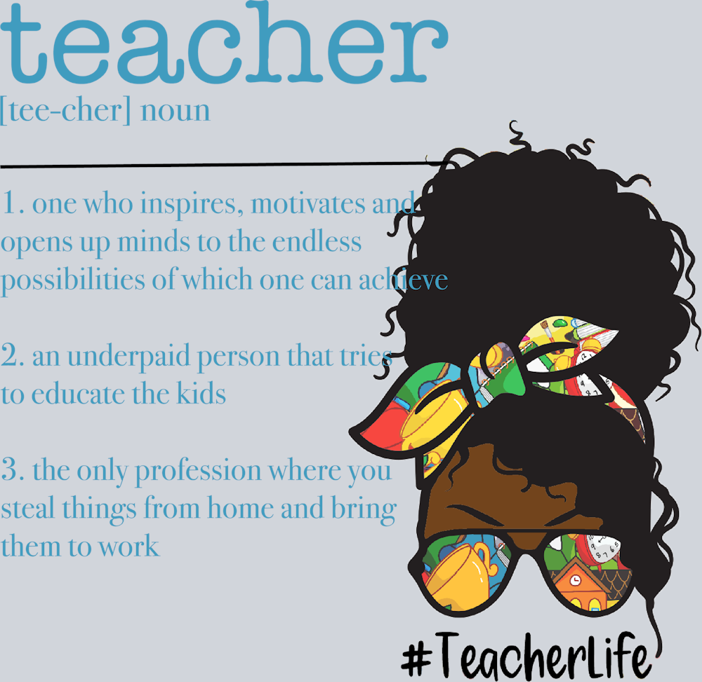 Teacher Noun Afro Messy Bun - STK05956 (DTF Transfers)