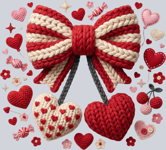 Valentine Bows Faux Yarn - STK07639 (DTF Transfers)