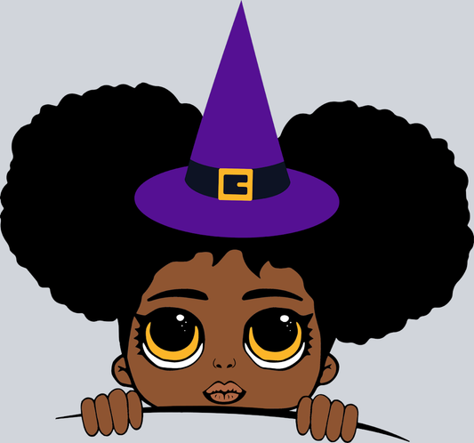 Halloween Afro Girl Peeking - STK02455 (DTF Transfers)
