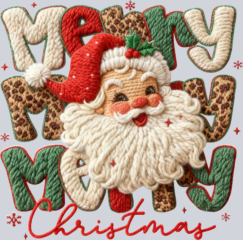 Faux Yarn Merry Merry Merry Christmas - STK07505 (DTF Transfers)