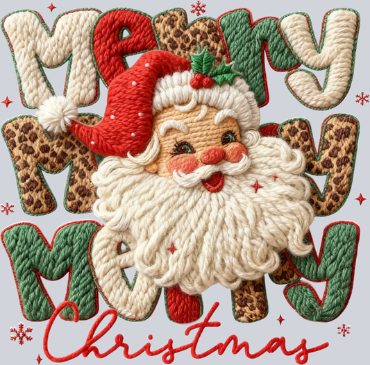 Faux Yarn Merry Merry Merry Christmas - STK07505 (DTF Transfers)