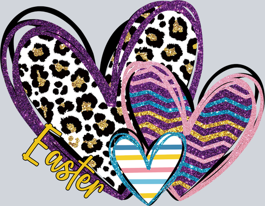 Easter Glitter Hearts - STK06977 (DTF Transfers)