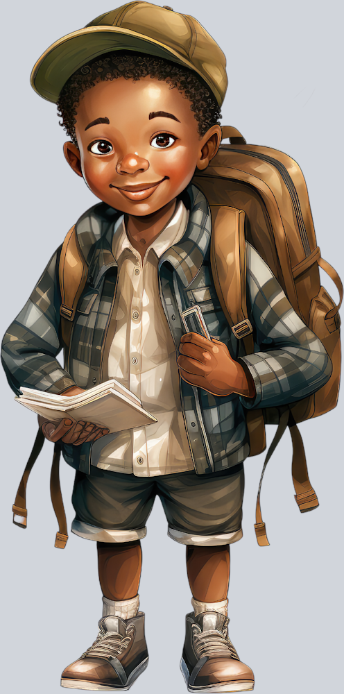Cute Black Boy Back To School 6 - STK01526 (DTF Transfers)