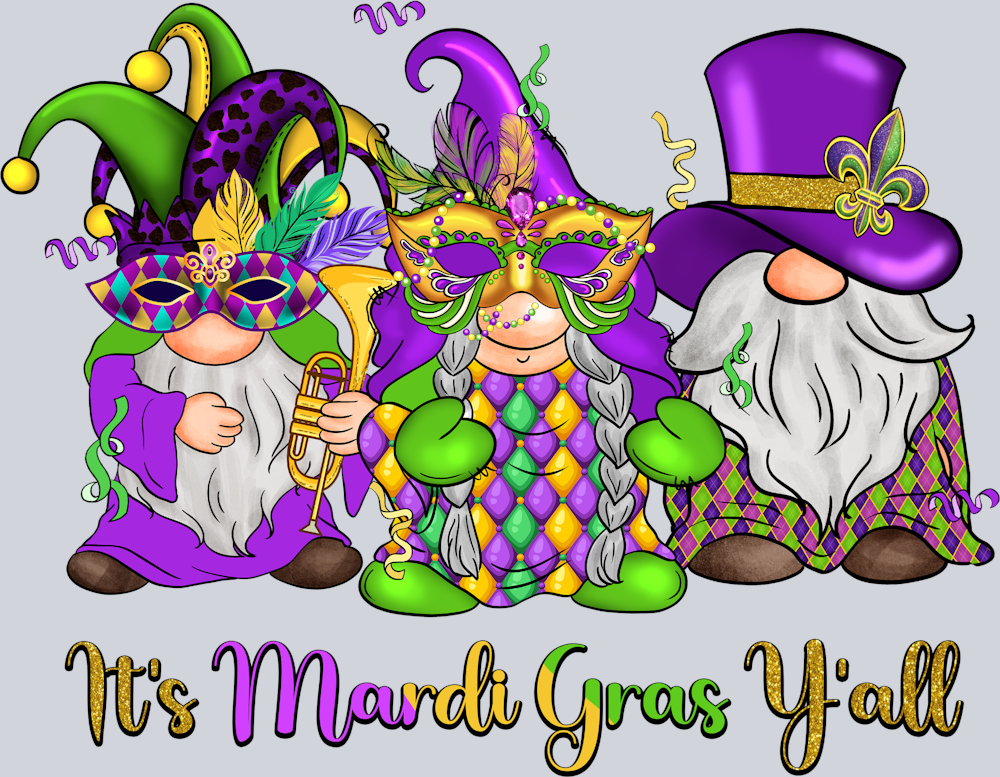Gnome Mardi Gras Y'all - STK02319 (DTF Transfers)