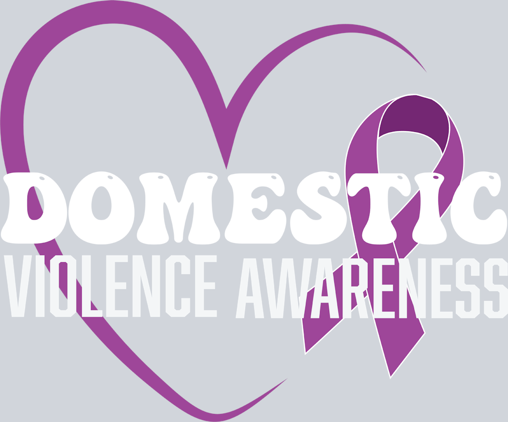 Domestic Violence Awareness Heart and Ribbon - STK07409 (DTF Transfers)