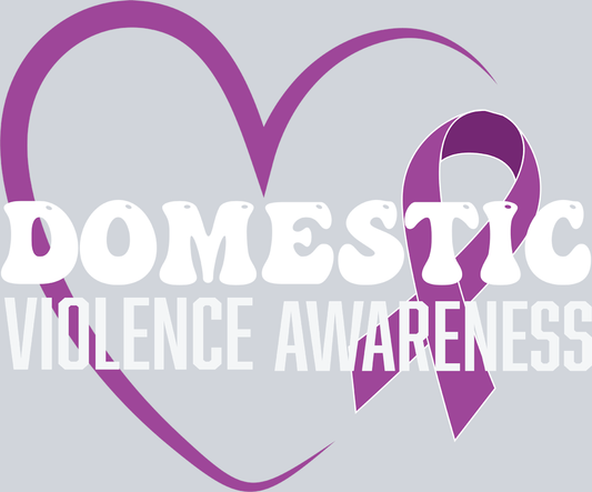 Domestic Violence Awareness Heart and Ribbon - STK07409 (DTF Transfers)