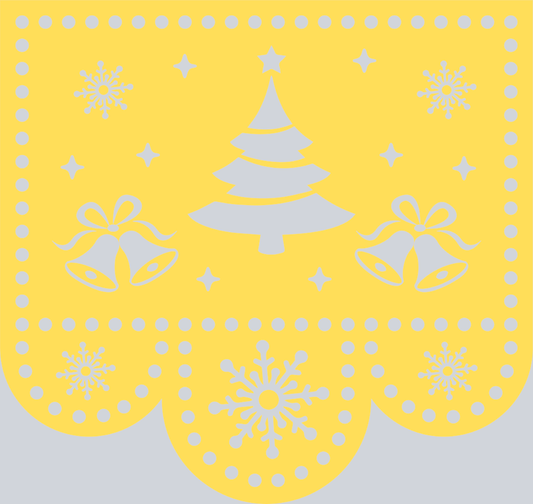 Papel Picado Feliz Navidad Yellow - STK04679 (DTF Transfers)