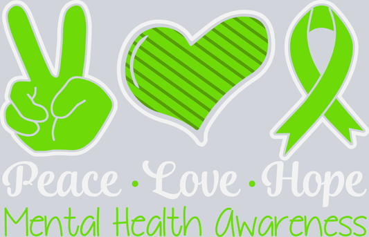 Peace Love Hope Mental Health Awareness Lime - STK04752 (DTF Transfers)