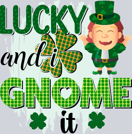 Gnome Lucky I Gnome It Pattern - STK02313 (DTF Transfers)