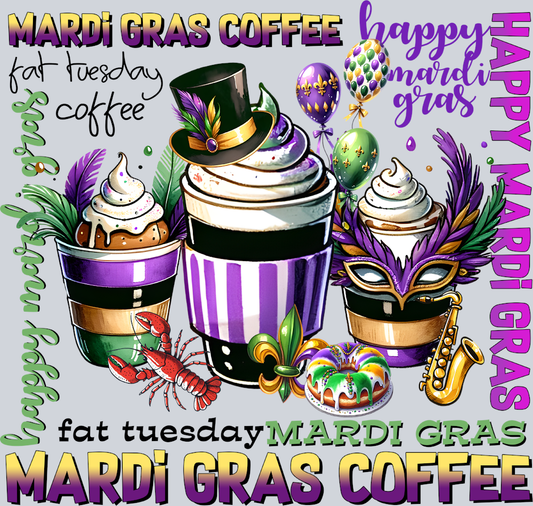 Mardi Gras Coffee 1 - STK04026 (DTF Transfers)
