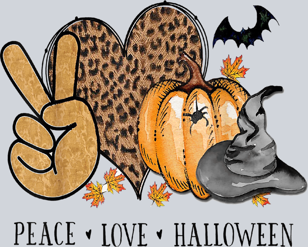 Halloween Peace Love Pumpkin Leopard Fall Thanksgiving T-Shirt - STK02498 (DTF Transfers)