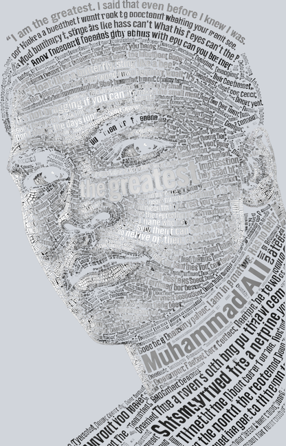 Muhammad Ali Calligram (for black shirts only) - STK07566 (DTF Transfers)